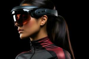 ai généré La technologie femme redéfinir limites dans virtuel réalité, habilitant femmes images photo