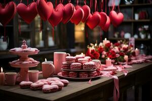 ai généré cœur en forme de biscuits dérive dans le cosmique étendue de zéro la gravité, Valentin, sortir ensemble et l'amour proposition image photo