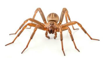 ai généré photo de marron reclus araignée isolé sur blanc Contexte. génératif ai