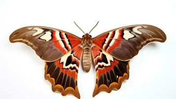 ai généré photo de atlas papillon de nuit isolé sur blanc Contexte. génératif ai