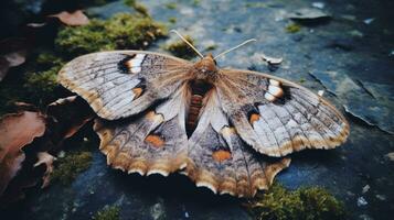 ai généré photo de papillon de nuit sur une sol. génératif ai