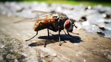 ai généré photo de mouche sur une sol. génératif ai