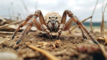 ai généré photo de araignée sur une sol. génératif ai