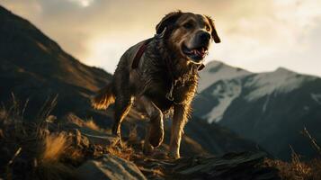 ai généré photo de une déterminé chercher et porter secours chien. génératif ai