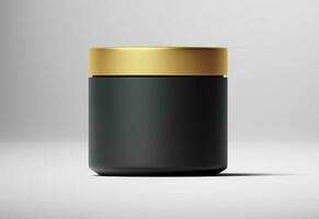 cosmétique prime emballage pot récipient avec d'or casquette isolé 3d illustration photo