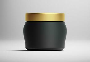 magnifique cosmétique emballage pot récipient avec d'or casquette isolé 3d illustration photo