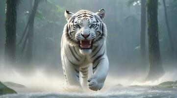 ai généré du tigre attaque, réaliste images de sauvage animal attaques photo