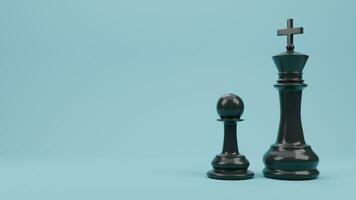 échecs pièce Roi et pion sur plaine bleu Contexte photo