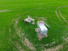 équipement de un pétrole Bien. une réservoir avec méthanol près le pétrole Bien. éteindre soupapes et un service équipement photo