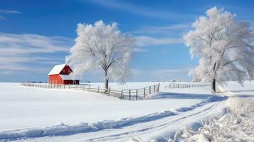 ai généré scène de campagne couvert avec neige photo