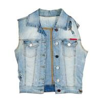 femelle décontractée jeans veste sur blanc photo