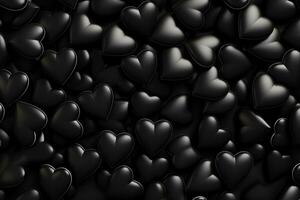 ai généré valentines journée noir cœurs Contexte bannière - abstrait panorama Contexte avec noir cœurs - concept l'amour photo