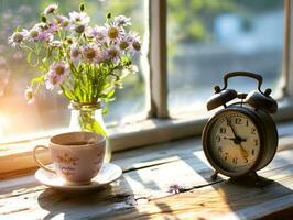 ai généré Matin café et thé, une concept de bien début de le journée avec en bonne santé boisson photo