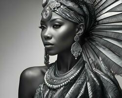 ai généré magnifique portrait de africain femme photo