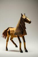 ai généré origami cheval sur lumière Contexte photo