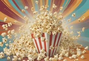 ai généré pop corn boules sur blanc tableau, génératif ai photo