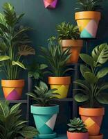 ai généré les plantes dans vibrant des pots photo