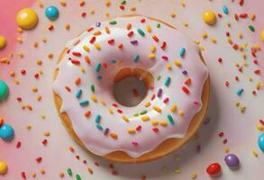 ai généré coloré, délicieux Donut photo