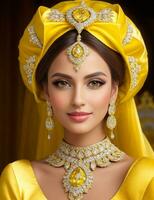 ai généré mariage de mariée maquillage pakistanais et Indien photo