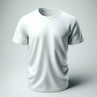 ai généré blanc T-shirt maquette isolé sur blanc Contexte photo