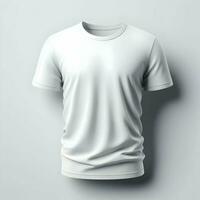 ai généré blanc T-shirt maquette isolé sur blanc Contexte photo