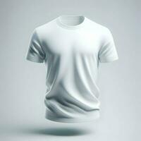 ai généré blanc T-shirt maquette isolé sur blanc Contexte photo