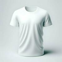 ai généré blanc T-shirt maquette isolé sur blanc Contexte photo