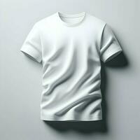 ai généré blanc T-shirt maquette isolé sur blanc Contexte photo