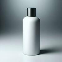 ai généré 3d illustration le rendu aluminium bouteille sur blanc Contexte noir gris blanc photo