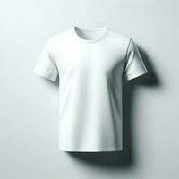 ai généré blanc T-shirt maquette isolé sur blanc Contexte photo