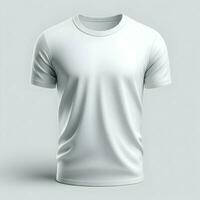 ai généré blanc T-shirt maquette isolé sur blanc Contexte photo