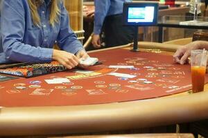 blackjack table dans le casino sur une croisière navire photo