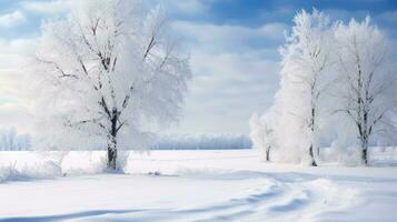 ai généré scène de campagne couvert avec neige photo