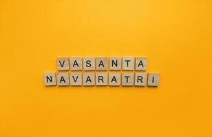 Mars 22-31, vasante Navaratri, une minimaliste bannière avec un une inscription dans en bois des lettres photo
