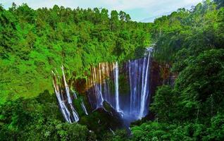 Tumpak sewu.panoramic belle cascade de forêt profonde en Indonésie photo