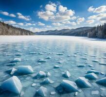 ai généré magnifique hiver paysage. Lac baïkal, Sibérie, Russie photo