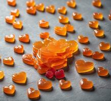 ai généré coloré en forme de coeur sucre des sucreries pour valentines journée Contexte photo