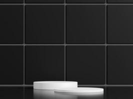 Facile Vide luxe noir pente Contexte avec produit afficher plateforme. vide studio avec blanc cercle podium piédestal sur une noir toile de fond. 3d le rendu photo