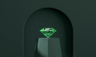 abstrait émeraude diamant gemme mis sur piédestal Contexte 3d le rendu sans pour autant ai généré photo