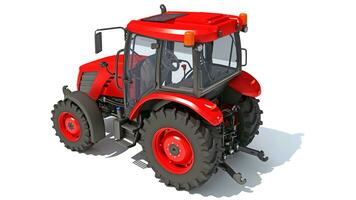 ferme tracteur 3d le rendu sur blanc Contexte photo