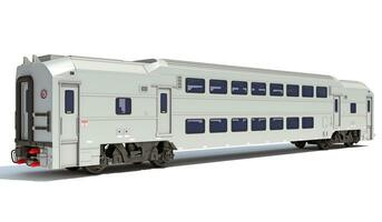 double plate-forme train passager voiture 3d le rendu sur blanc Contexte photo