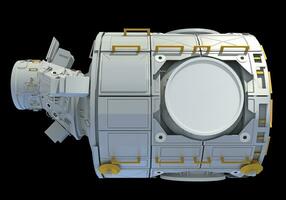 un service module de Iss international espace station 3d le rendu sur noir Contexte photo