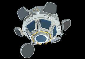 un service module de Iss international espace station 3d le rendu sur noir Contexte photo