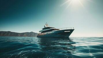 ai généré luxe yacht voile dans le mer. 3d le rendu photo