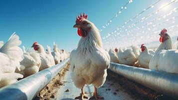 ai généré poulet dans le cultiver, poulets dans Contexte photo