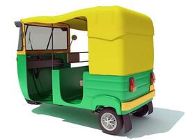 auto pousse-pousse tuktuk 3d le rendu sur blanc Contexte photo