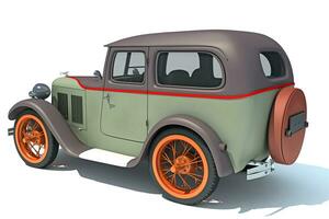 vieux antique voiture 3d le rendu sur blanc Contexte photo