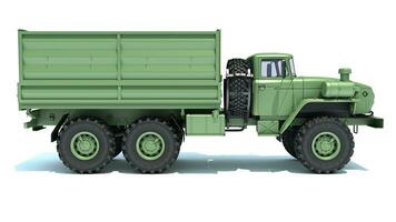 militaire un camion de route 6x6 3d le rendu sur blanc Contexte photo