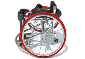 sport fauteuil roulant 3d le rendu sur blanc Contexte photo