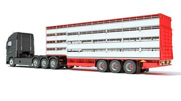 un camion avec animal transporteur bande annonce 3d le rendu sur blanc Contexte photo